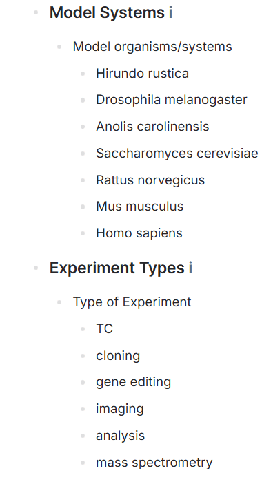 experiment options menu